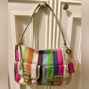 Coach Poppy Legacy Striped Sequined Crossbody/Shoulder Bag
